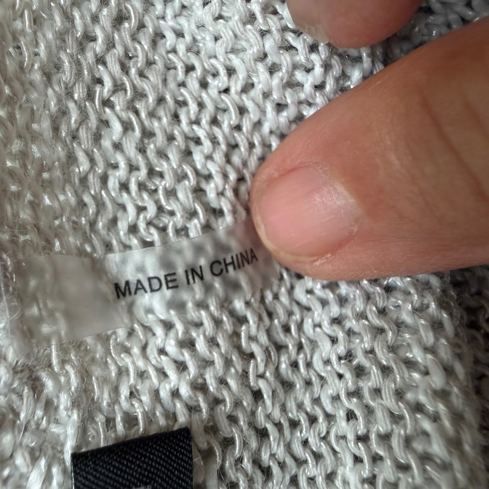 NWT NIC+ZOE Sweater Women L Gray Cotton Linen Lace Up Open Knit Pullover - Picture 5 of 10